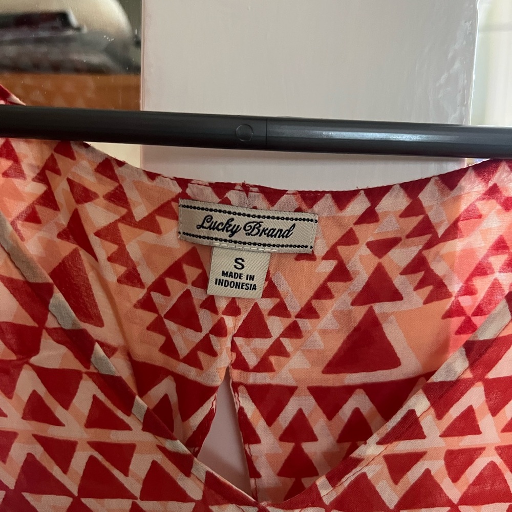 Lucky Brand Red and White Patterned Blouse